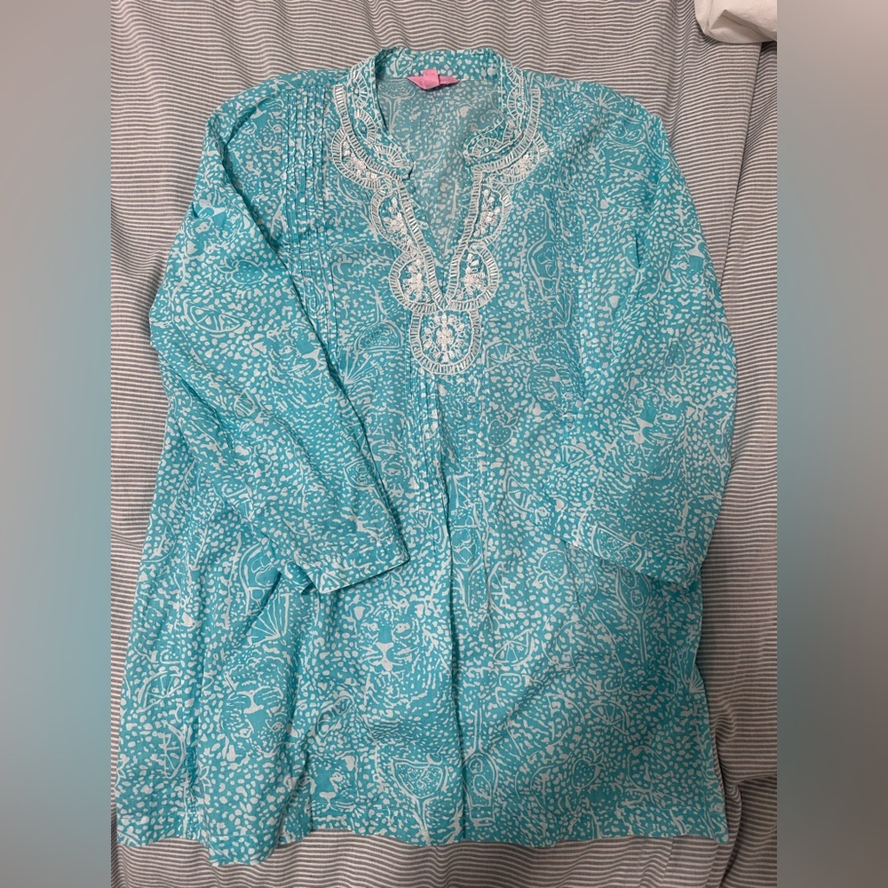 Lilly Pulitzer blue beaded top